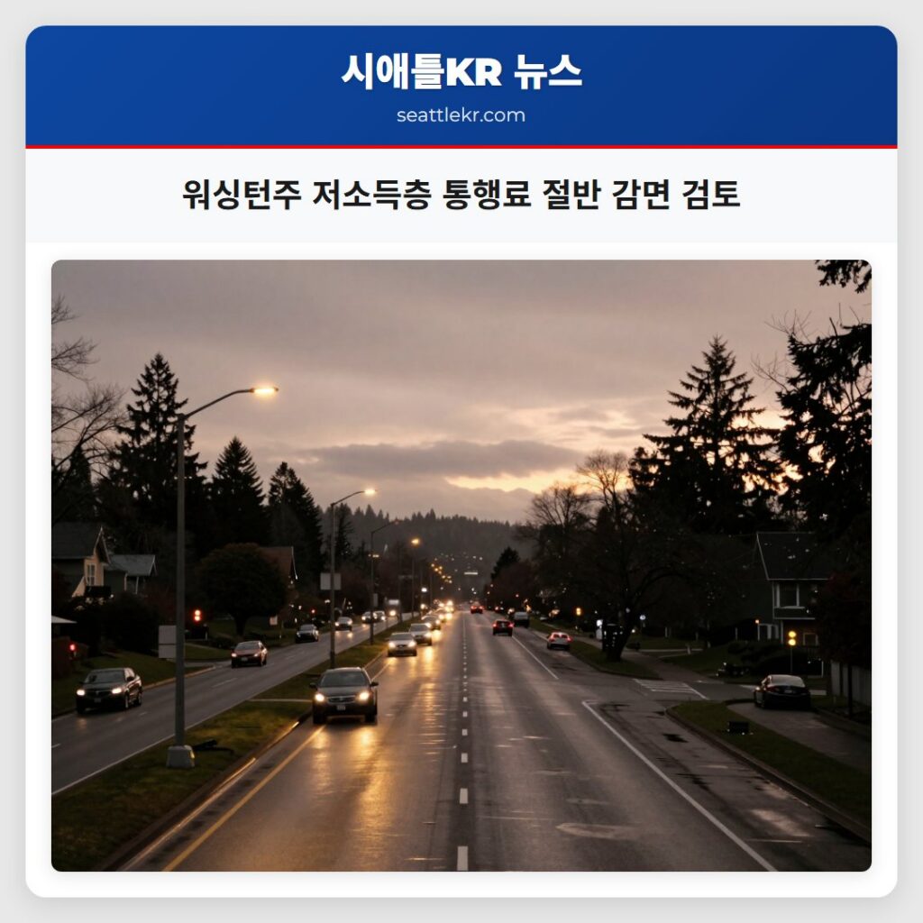 워싱턴주 저소득층 통행료 절반 감면 검토