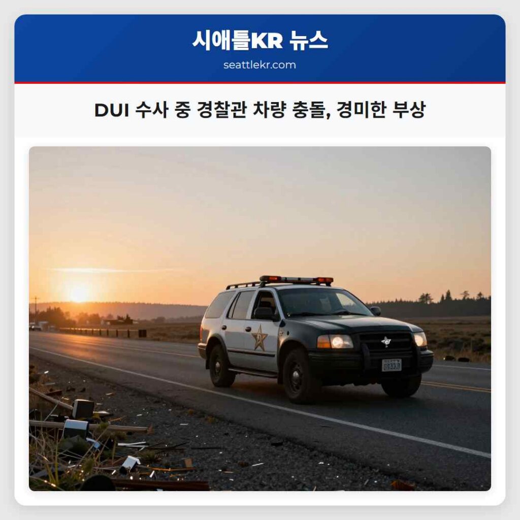 DUI 수사 중 경찰관 차량 충돌, 경미한 부상