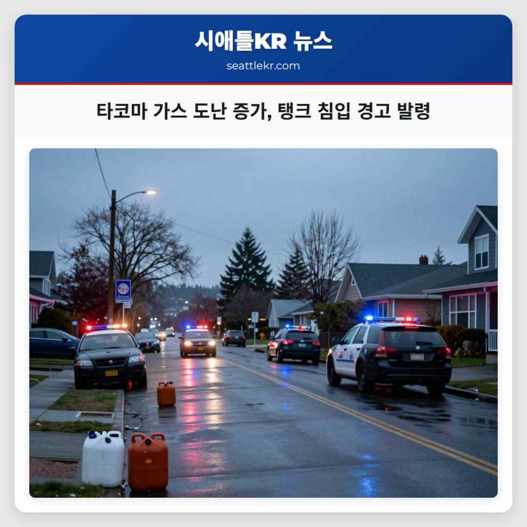 타코마 가스 도난 증가, 탱크 침입 경고 발령