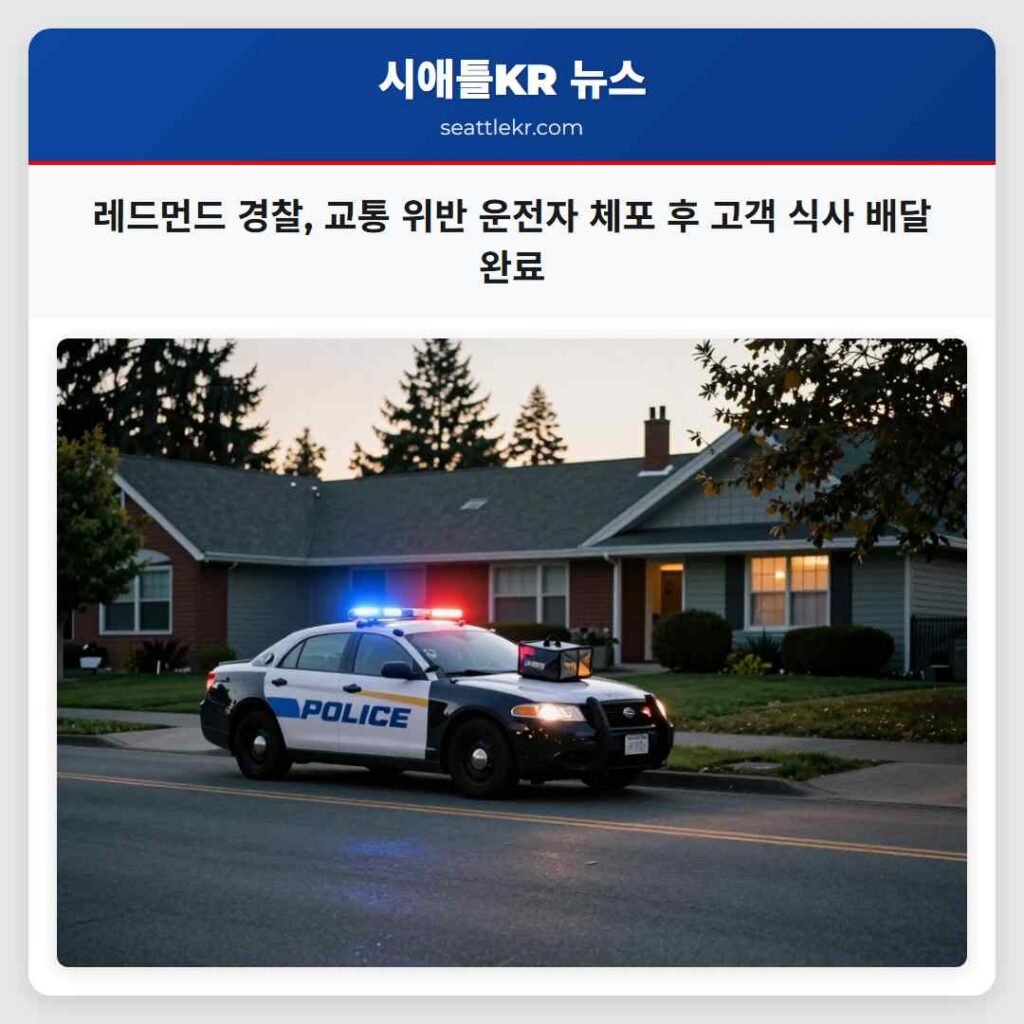 레드먼드 경찰, 교통 위반 운전자 체포 후 고객 식사 배달 완료