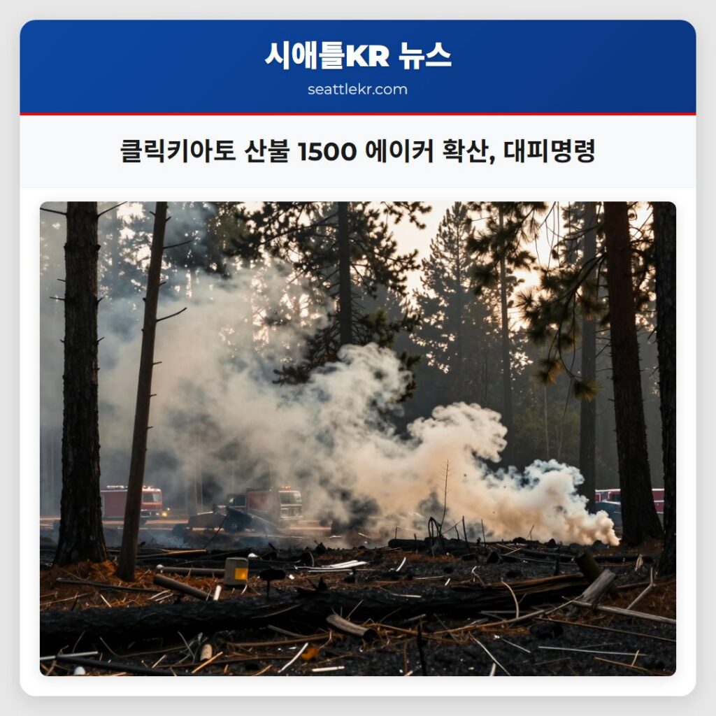 클릭키아토 산불 1500 에이커 확산, 대피명령