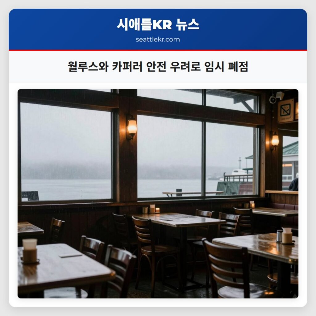 월루스와 카퍼러 안전 우려로 임시 폐점