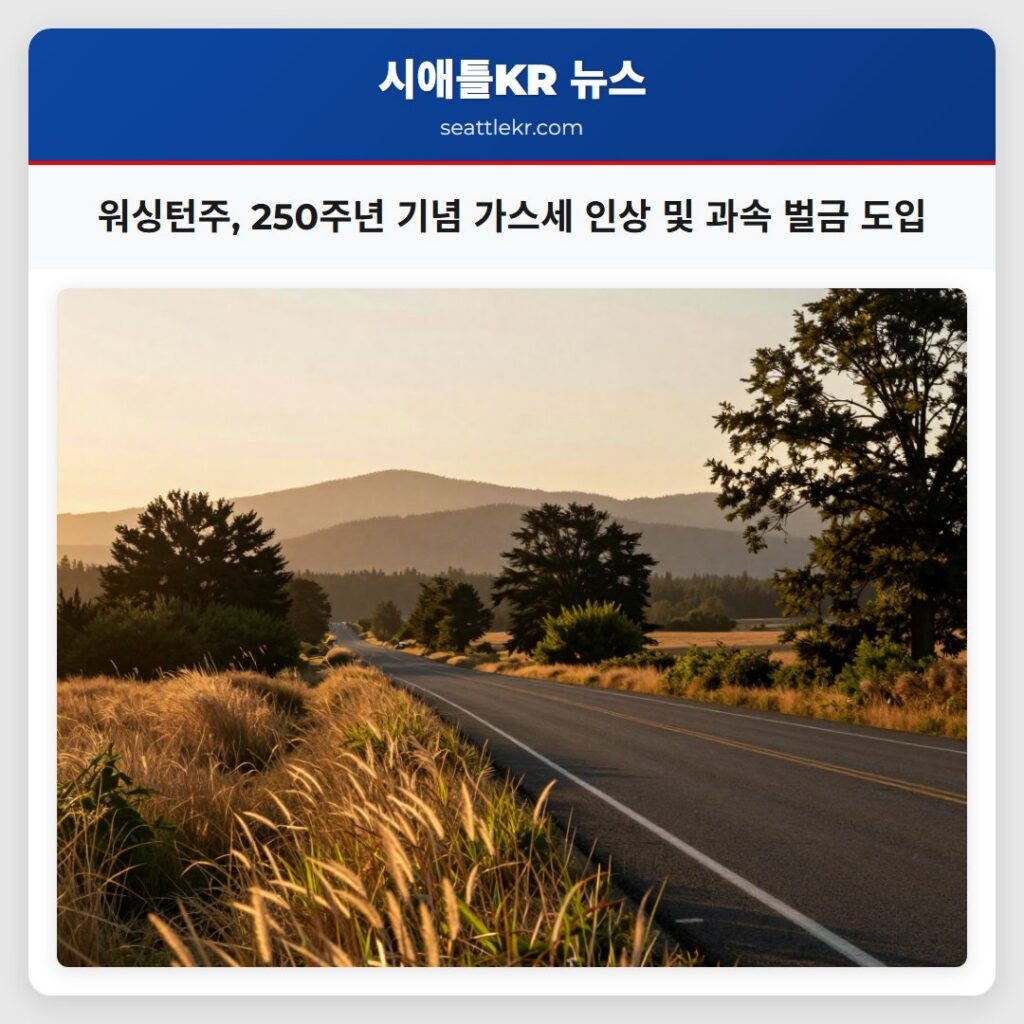 워싱턴주, 250주년 기념 가스세 인상 및 과속 벌금 도입