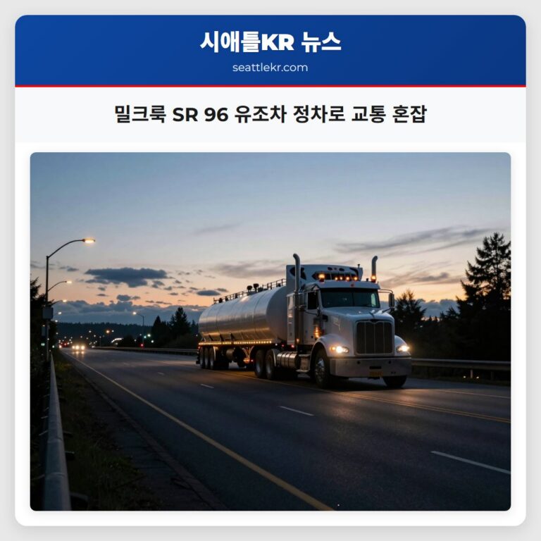 밀크룩 SR 96 유조차 정차로 교통 혼잡