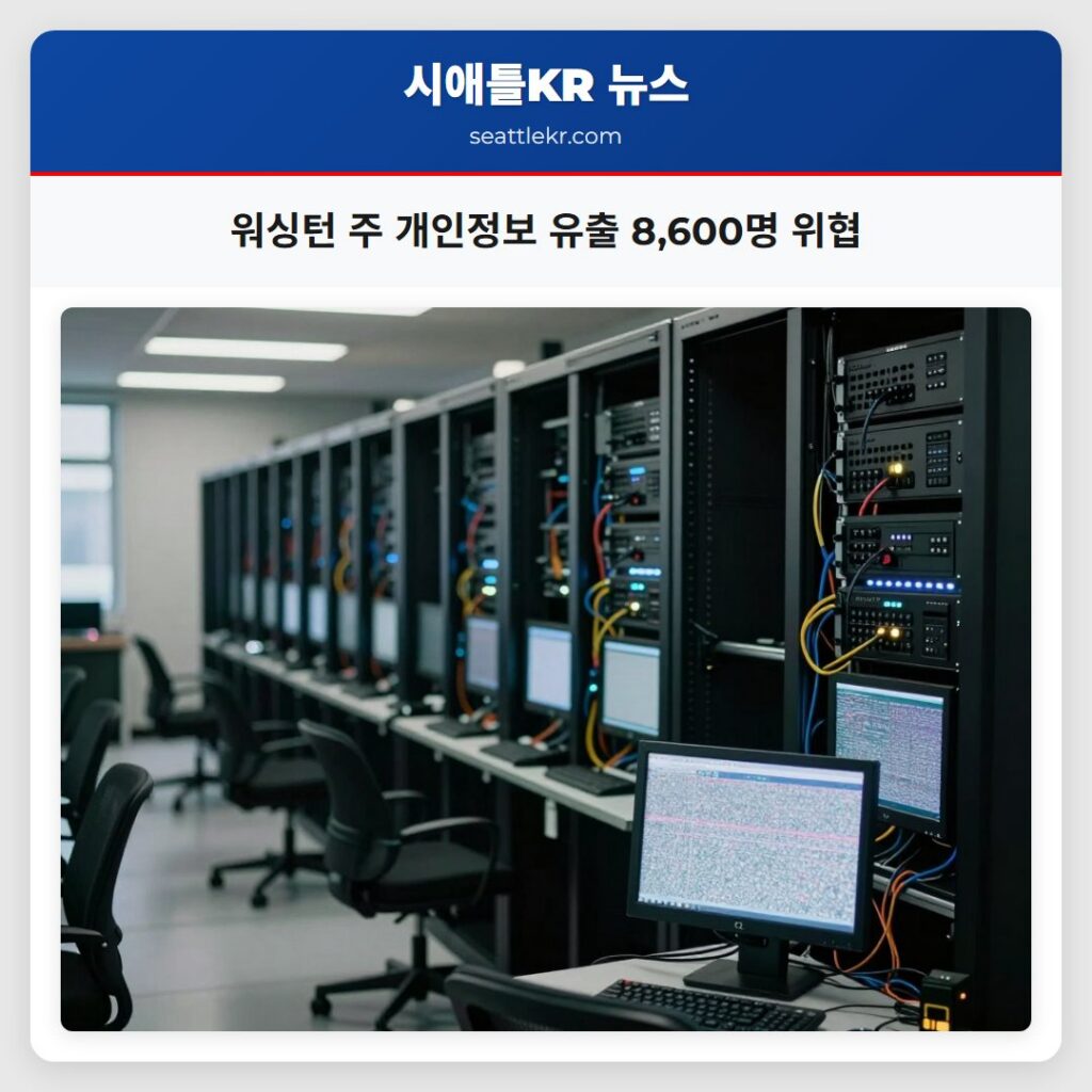 워싱턴 주 개인정보 유출 8,600명 위협