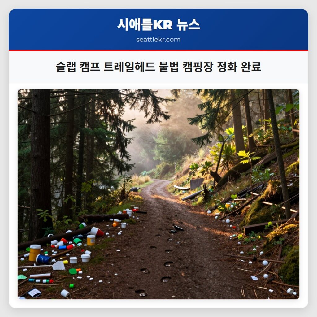 슬랩 캠프 트레일헤드 불법 캠핑장 정화 완료