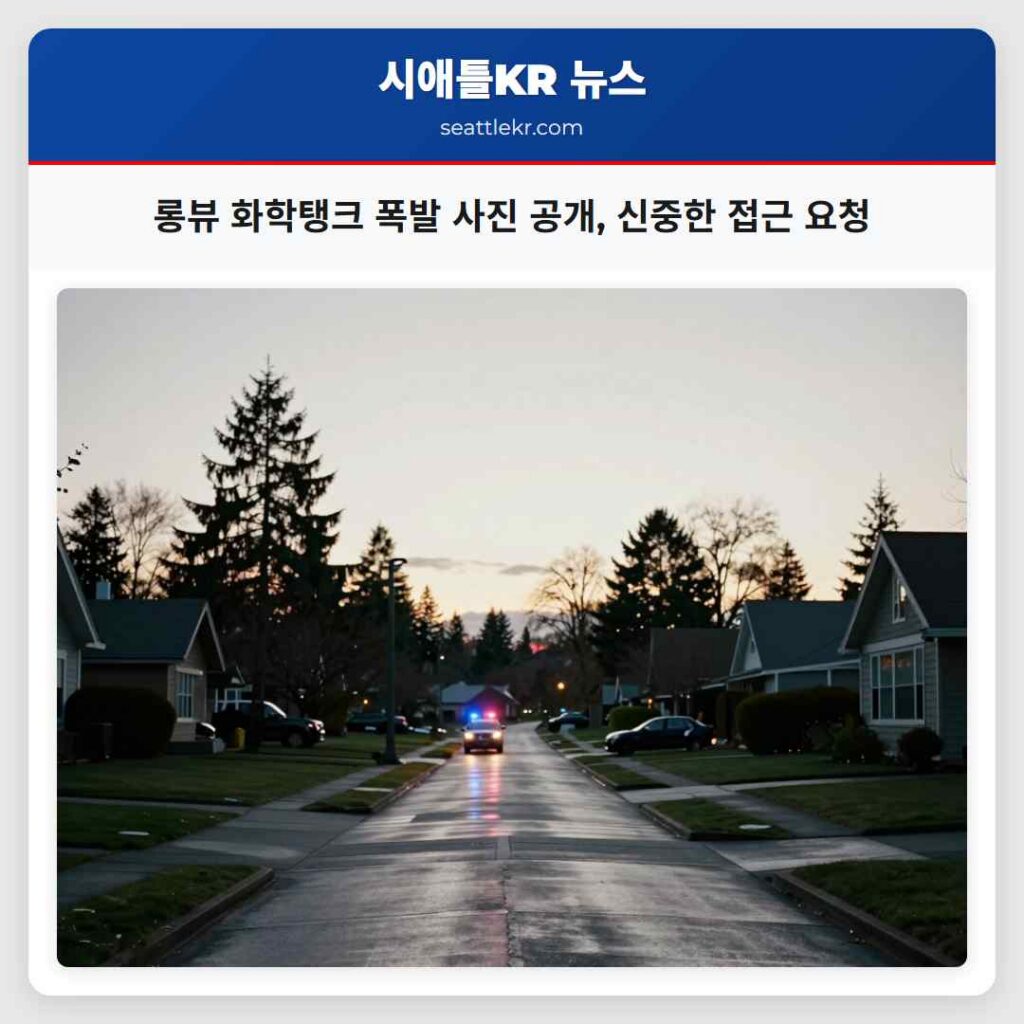 롱뷰 화학탱크 폭발 사진 공개, 신중한 접근 요청