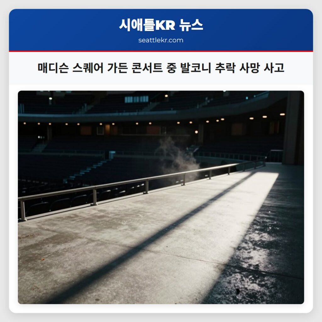 매디슨 스퀘어 가든 콘서트 중 발코니 추락 사망 사고