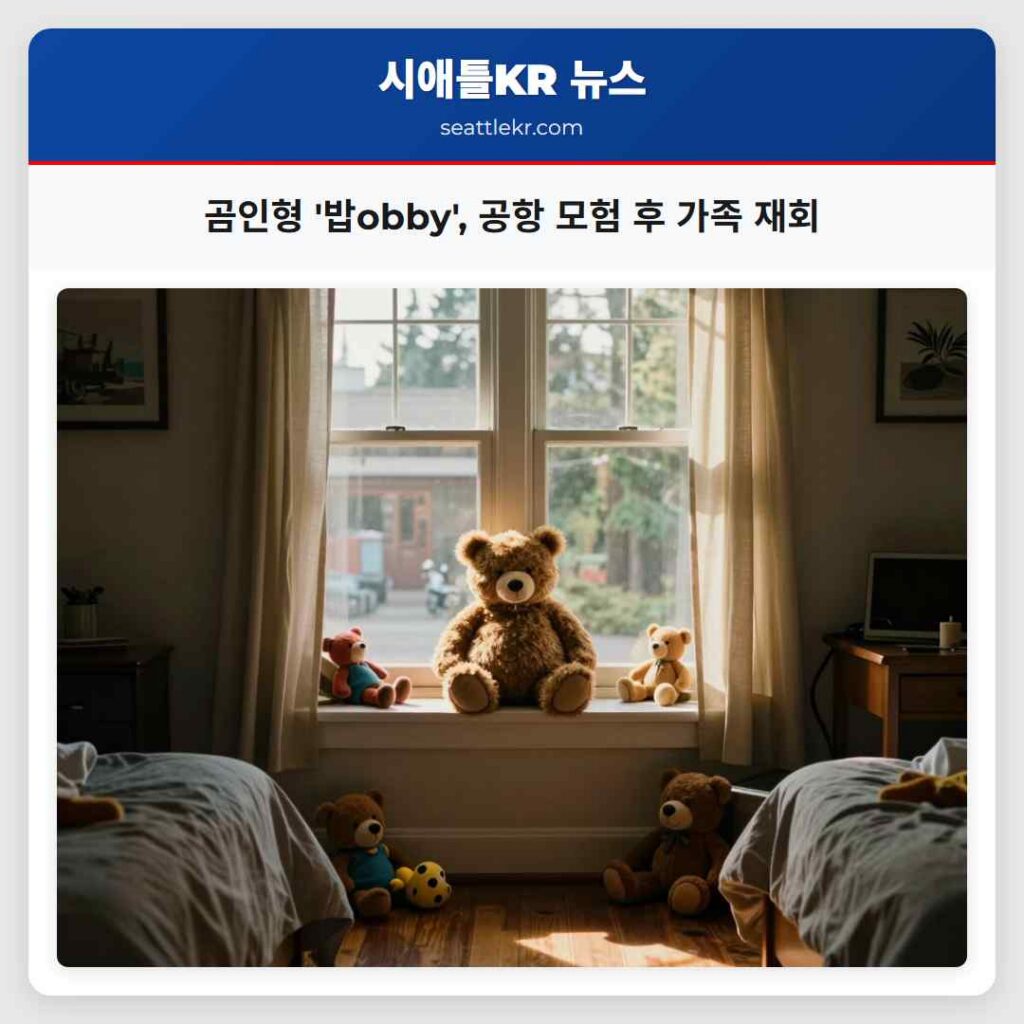 곰인형 '밥obby', 공항 모험 후 가족 재회