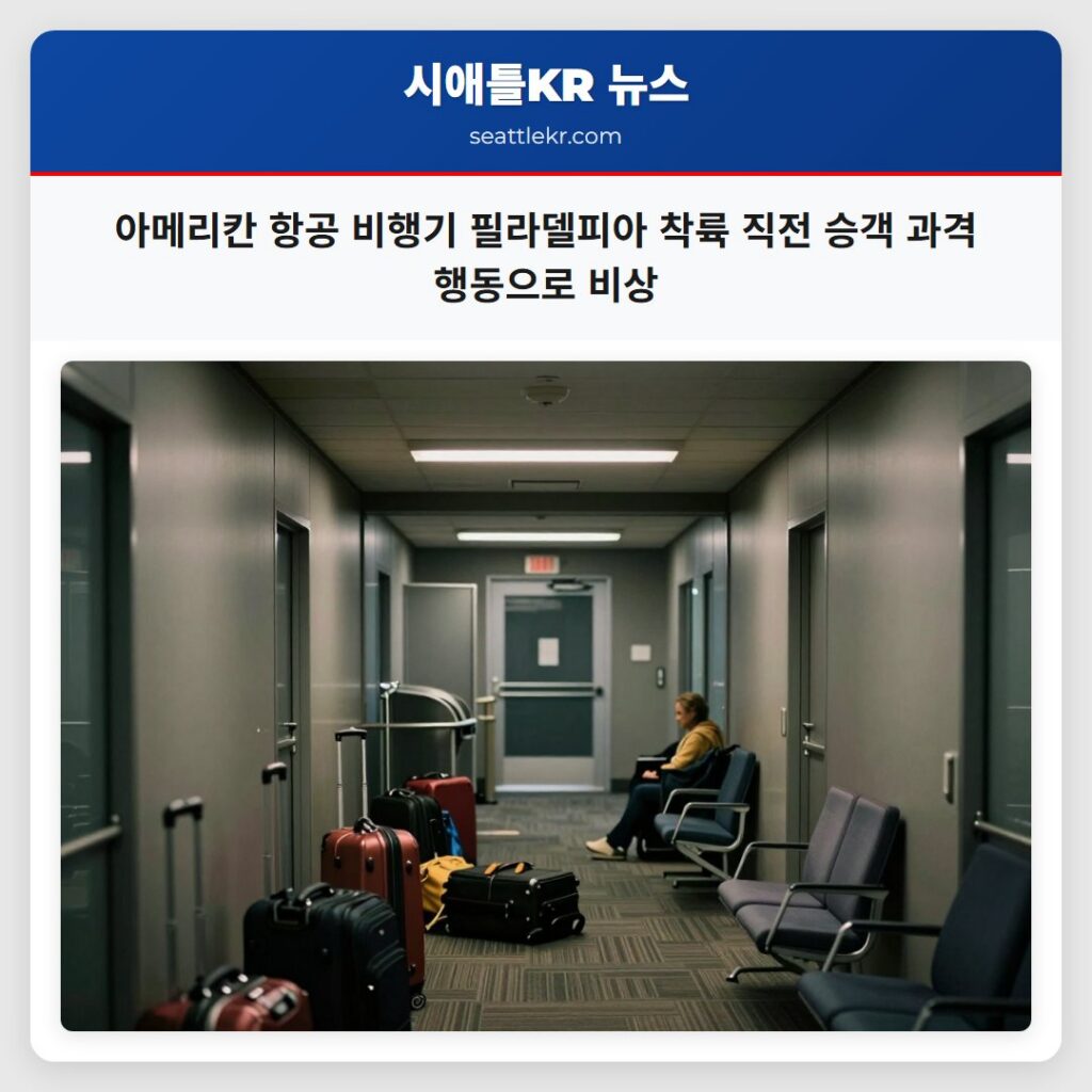 아메리칸 항공 비행기 필라델피아 착륙 직전 승객 과격 행동으로 비상