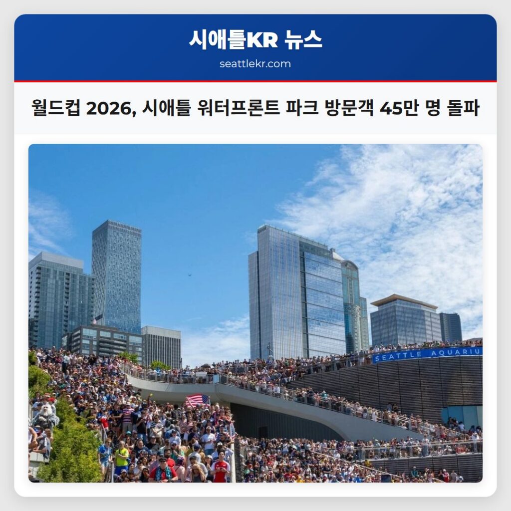 월드컵 2026, 시애틀 워터프론트 파크 방문객 45만 명 돌파