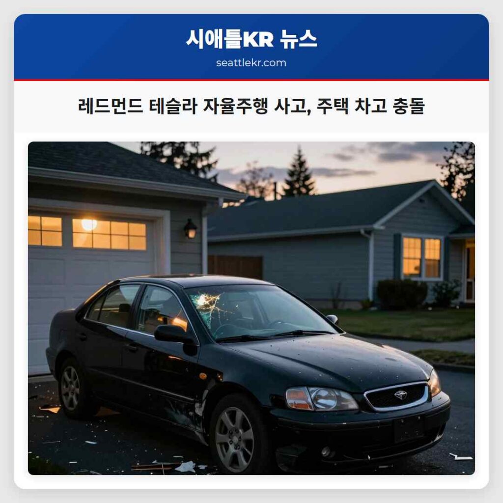 레드먼드 테슬라 자율주행 사고, 주택 차고 충돌