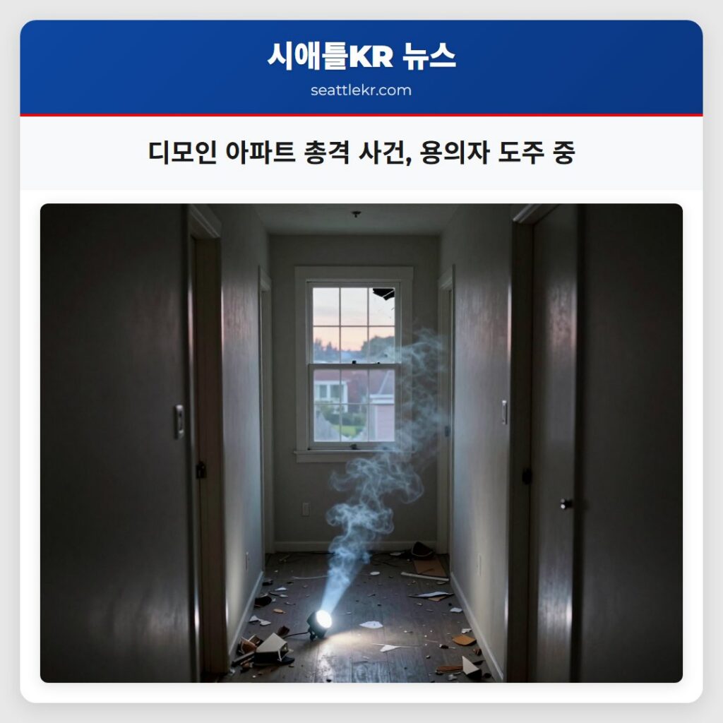 디모인 아파트 총격 사건, 용의자 도주 중
