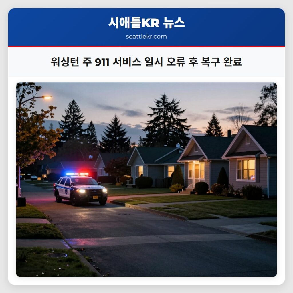 워싱턴 주 911 서비스 일시 오류 후 복구 완료
