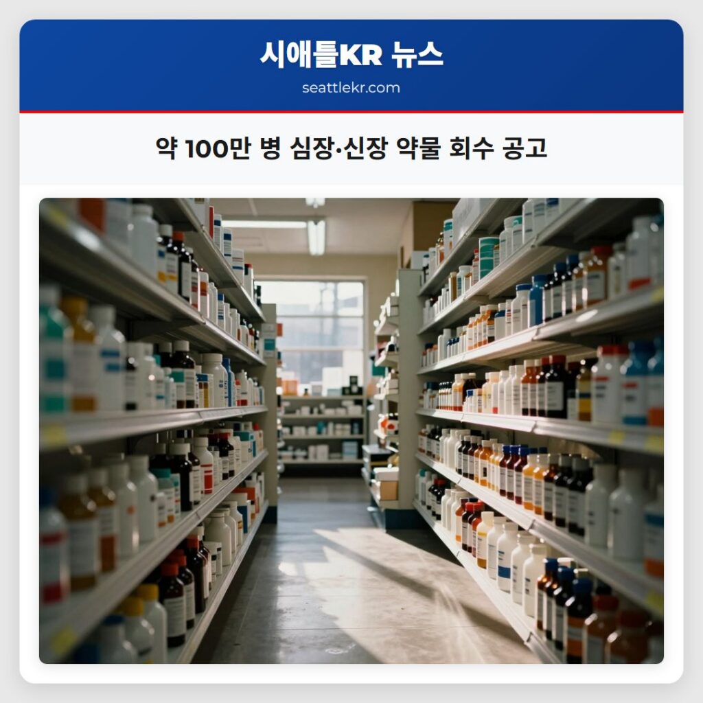 약 100만 병 심장·신장 약물 회수 공고