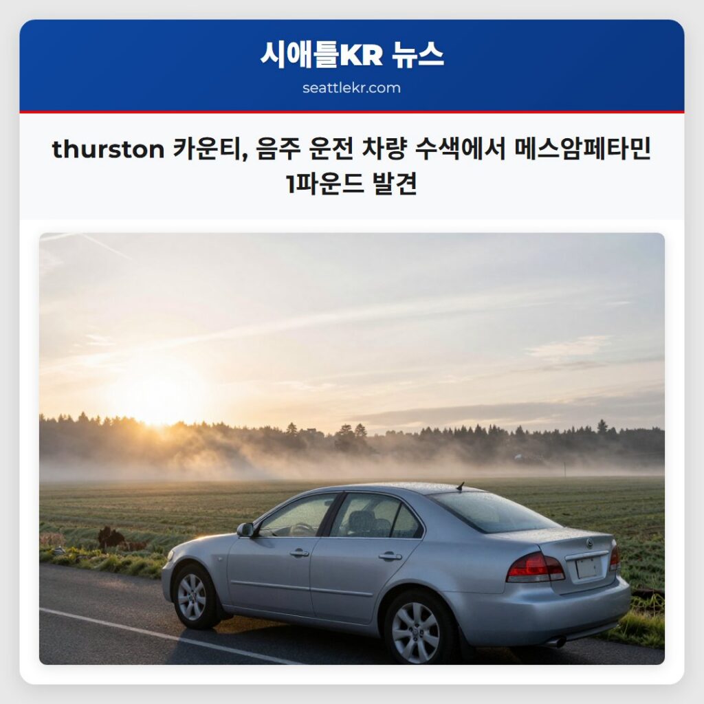 thurston 카운티, 음주 운전 차량 수색에서 메스암페타민 1파운드 발견