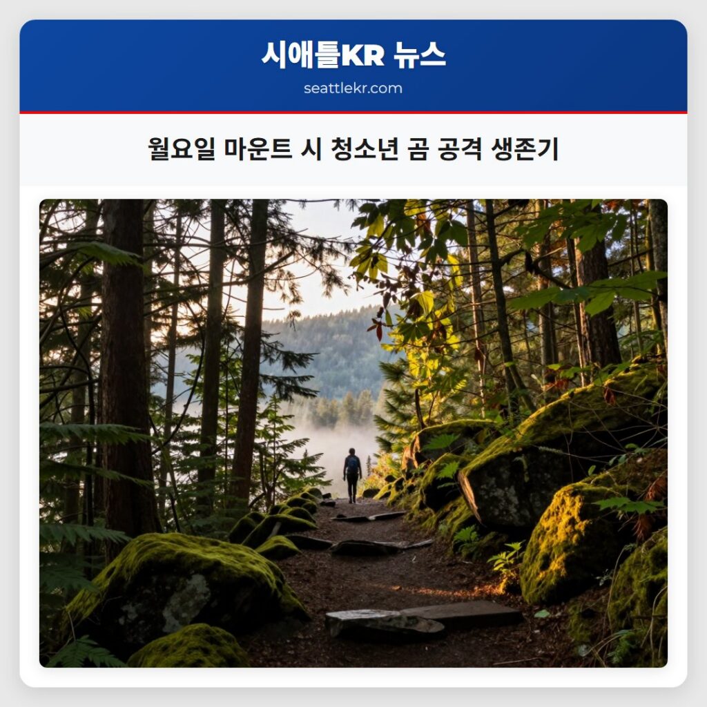 월요일 마운트 시 청소년 곰 공격 생존기