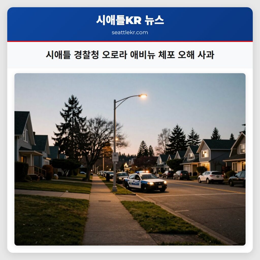 시애틀 경찰청 오로라 애비뉴 체포 오해 사과