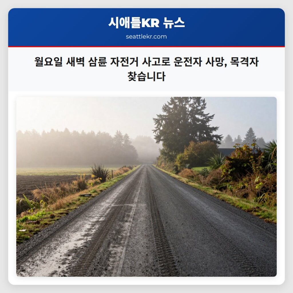 월요일 새벽 삼륜 자전거 사고로 운전자 사망, 목격자 찾습니다