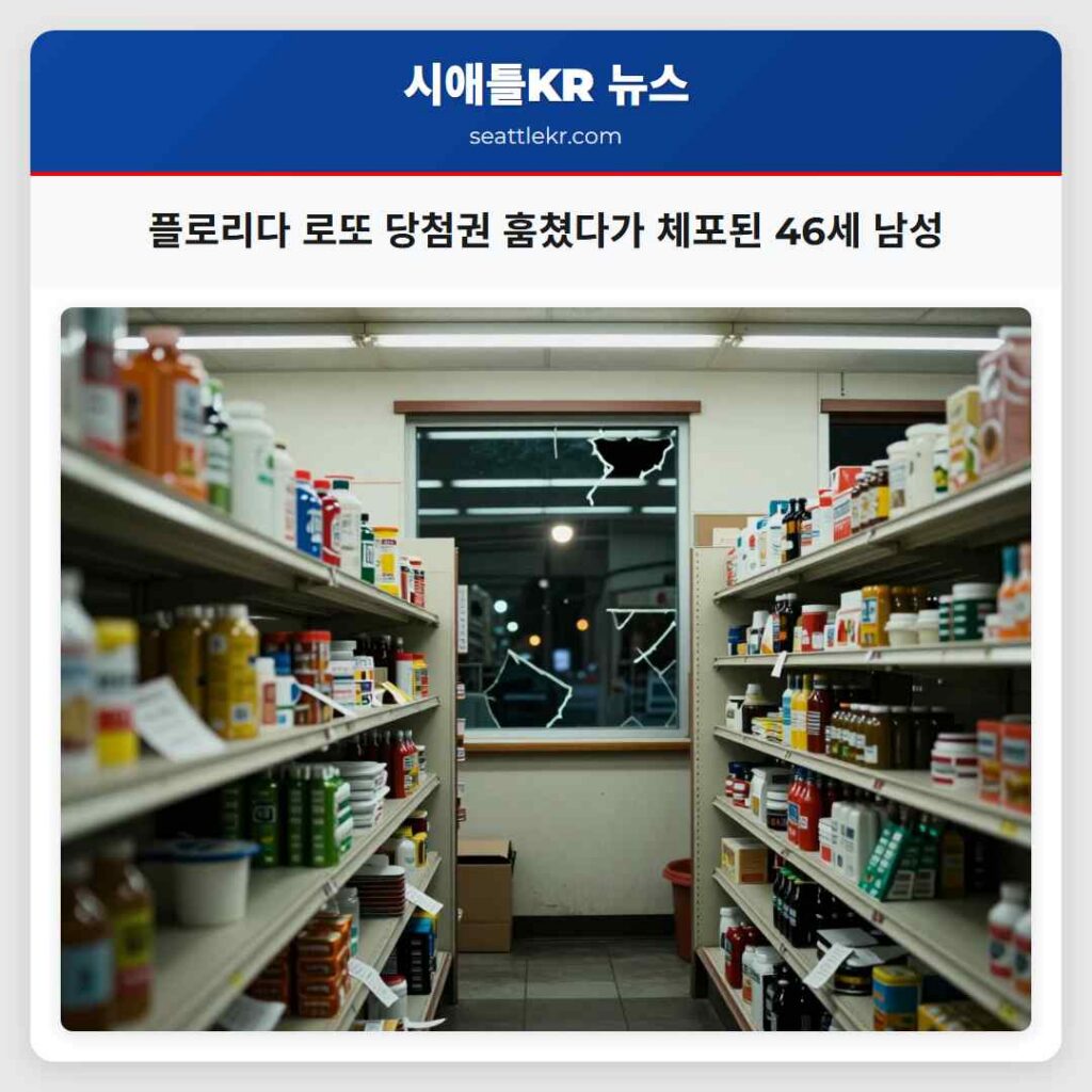 플로리다 로또 당첨권 훔쳤다가 체포된 46세 남성