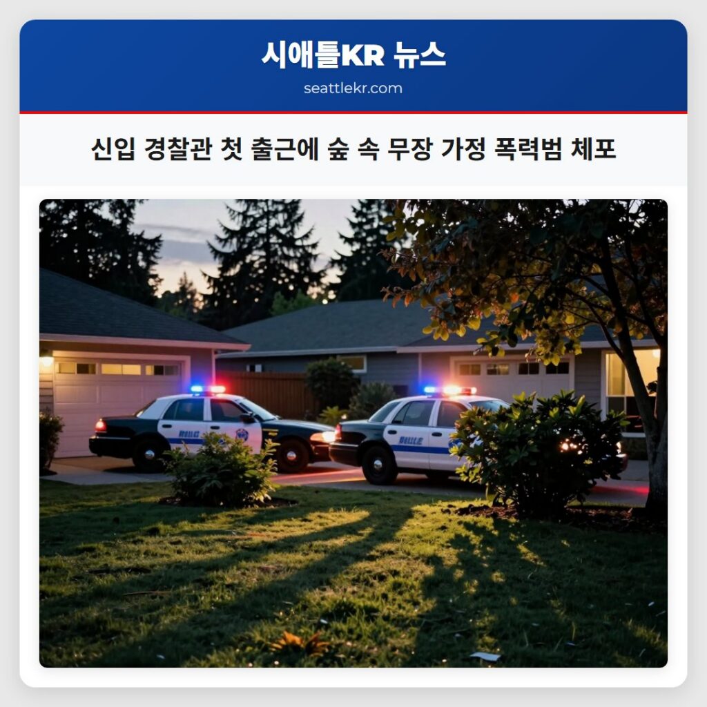 신입 경찰관 첫 출근에 숲 속 무장 가정 폭력범 체포