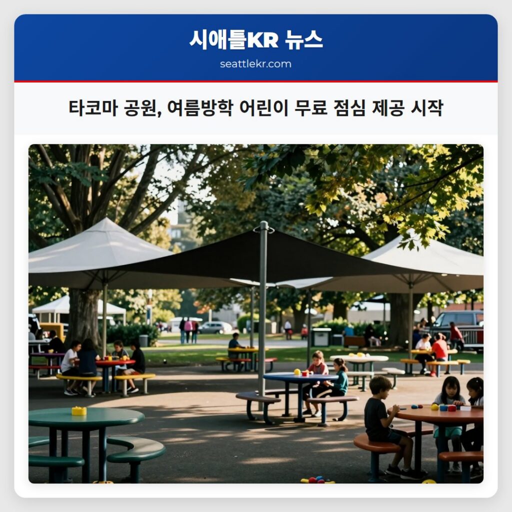 타코마 공원, 여름방학 어린이 무료 점심 제공 시작