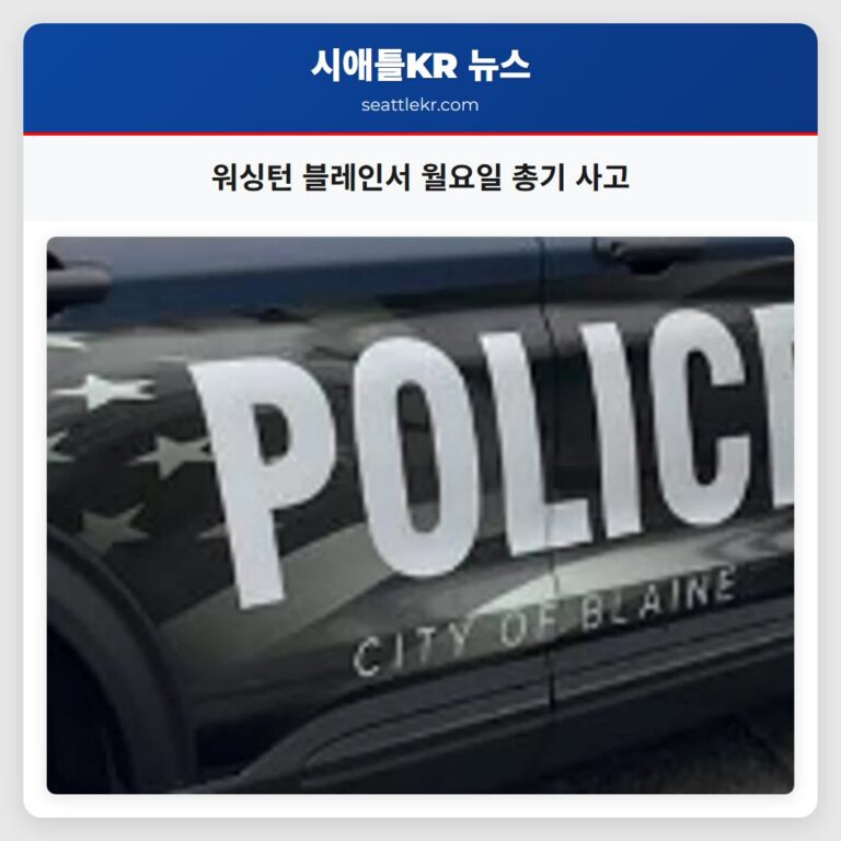 워싱턴 블레인서 월요일 총기 사고