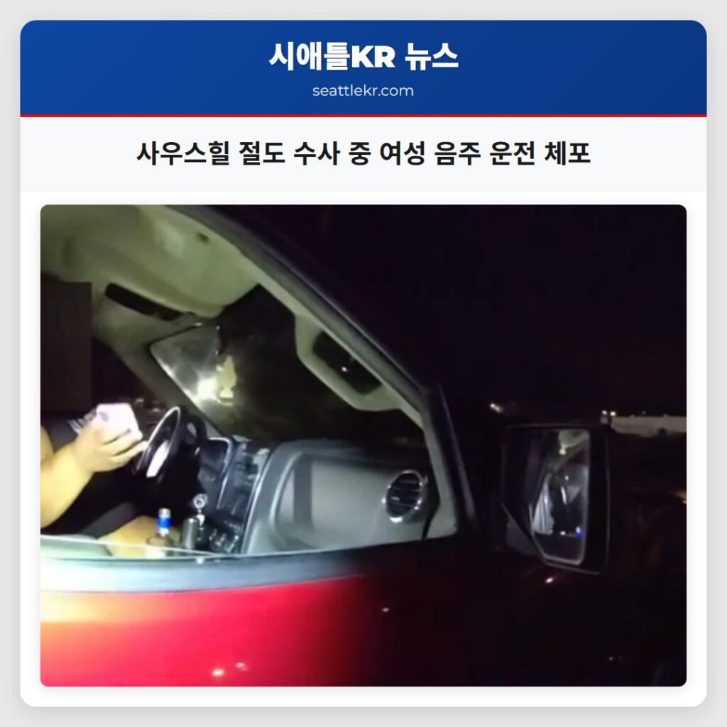 사우스힐 절도 수사 중 여성 음주 운전 체포