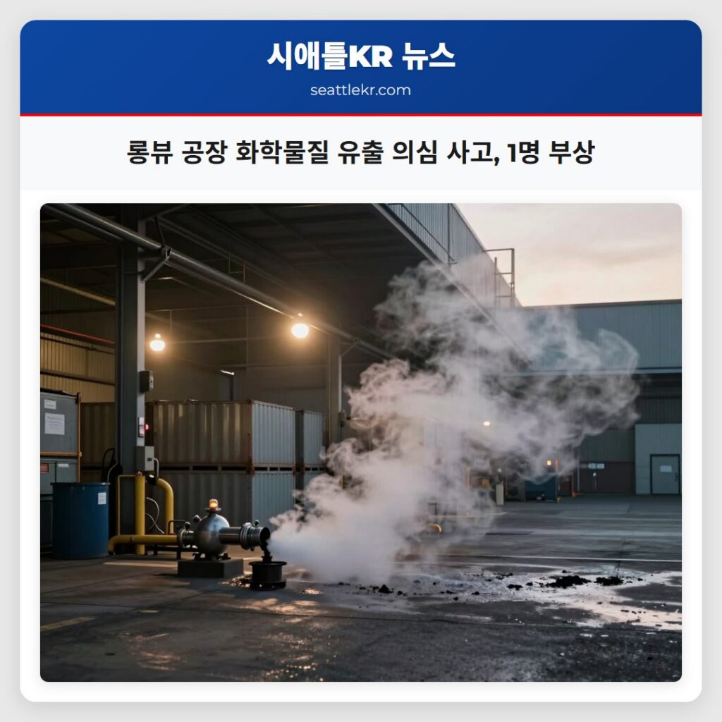 롱뷰 공장 화학물질 유출 의심 사고, 1명 부상