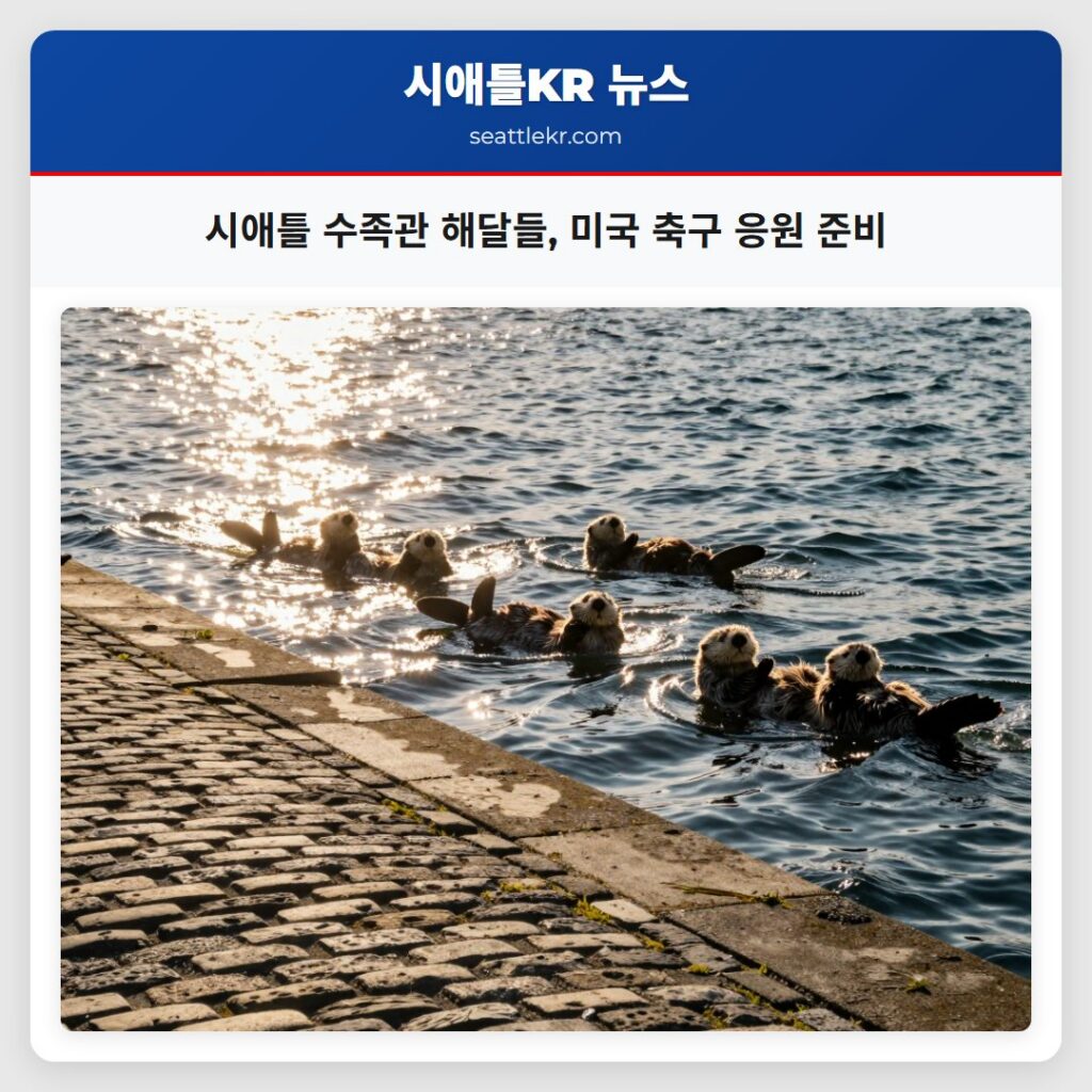 시애틀 수족관 해달들 미국 축구 응원 준비