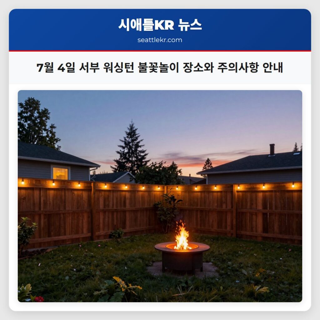 7월 4일 서부 워싱턴 불꽃놀이 장소와 주의사항 안내