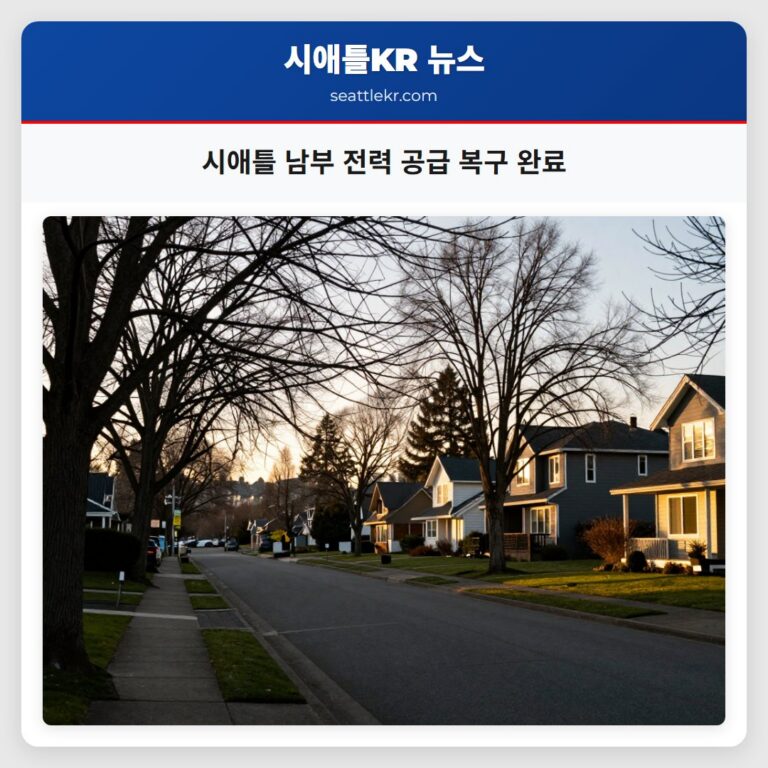 시애틀 남부 전력 공급 복구 완료