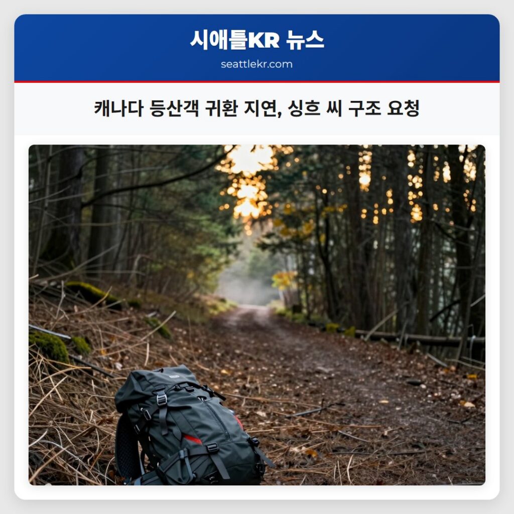 캐나다 등산객 귀환 지연, 싱흐 씨 구조 요청
