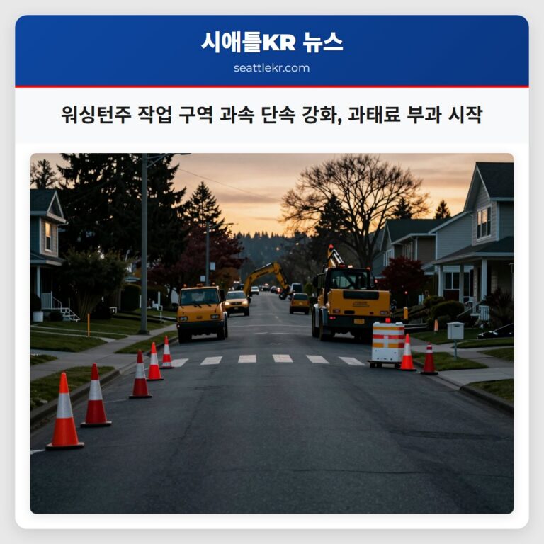워싱턴주 작업 구역 과속 단속 강화 과태료 부과 시작