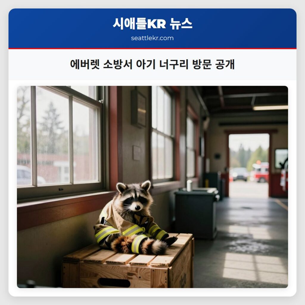 에버렛 소방서 아기 너구리 방문 공개