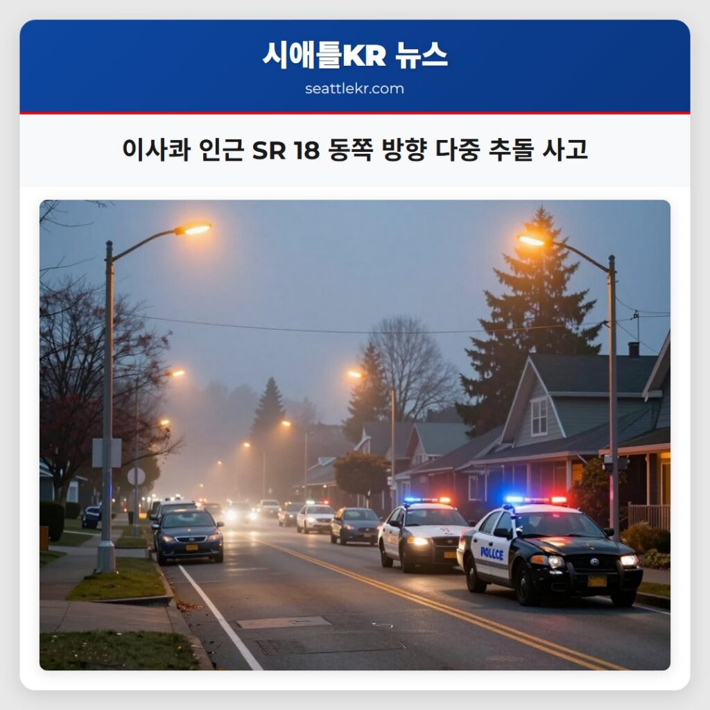 이사콰 인근 SR 18 동쪽 방향 다중 추돌 사고