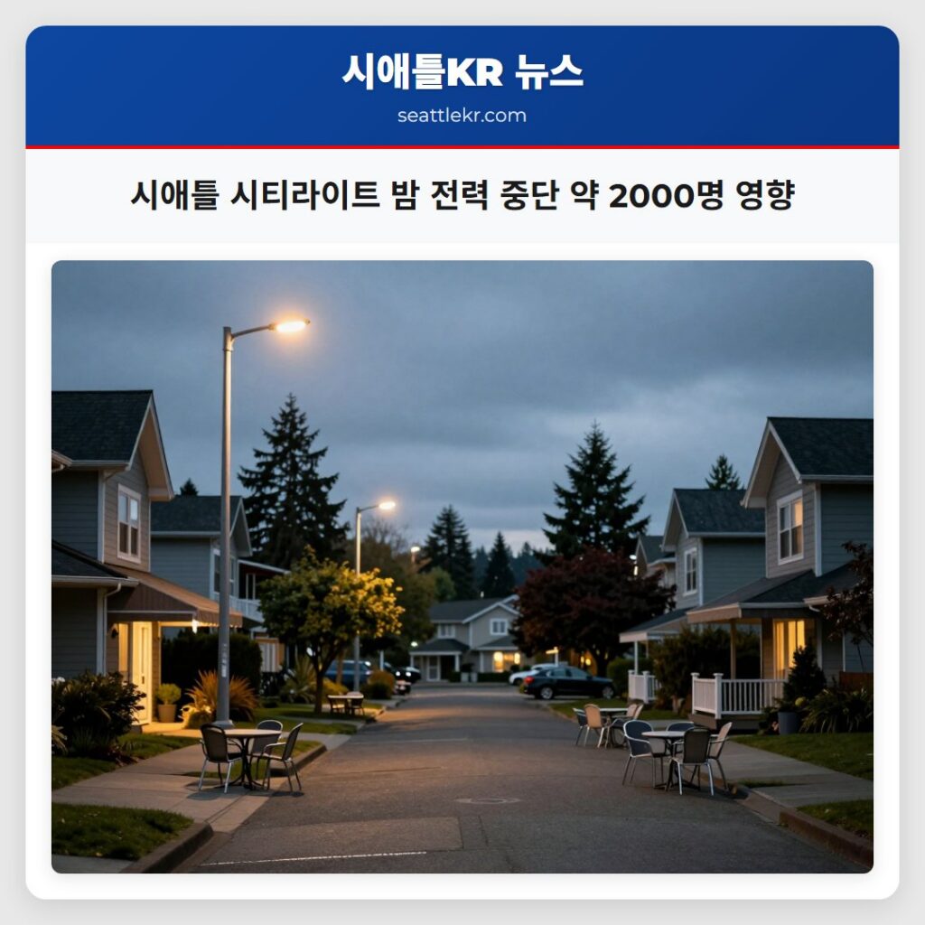 시애틀 시티라이트 밤 전력 중단 약 2000명 영향
