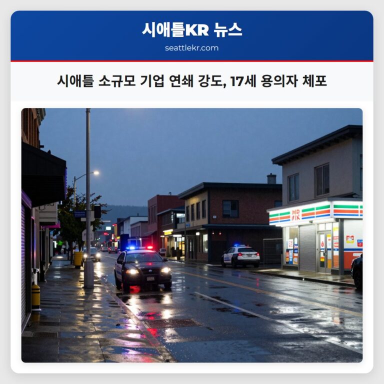 시애틀 소규모 기업 연쇄 강도 17세 용의자 체포