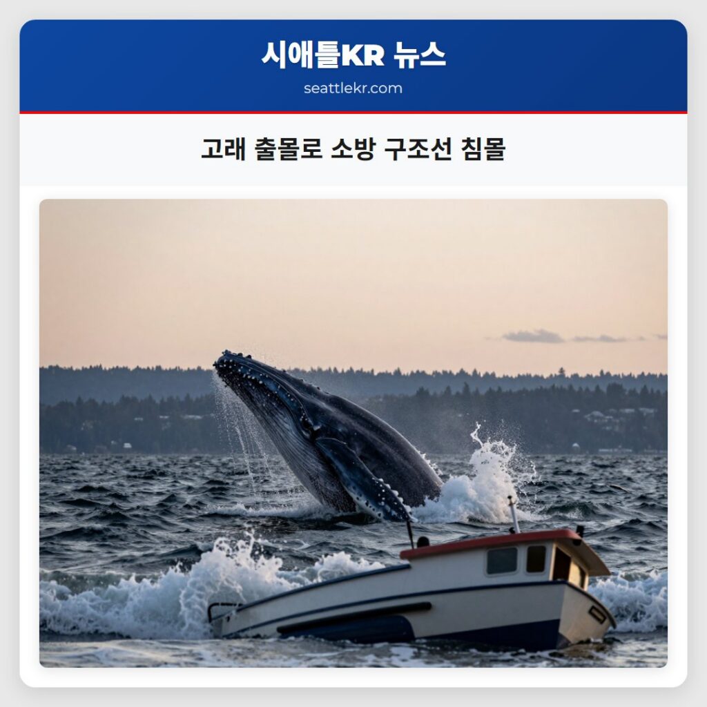 고래 출몰로 소방 구조선 침몰