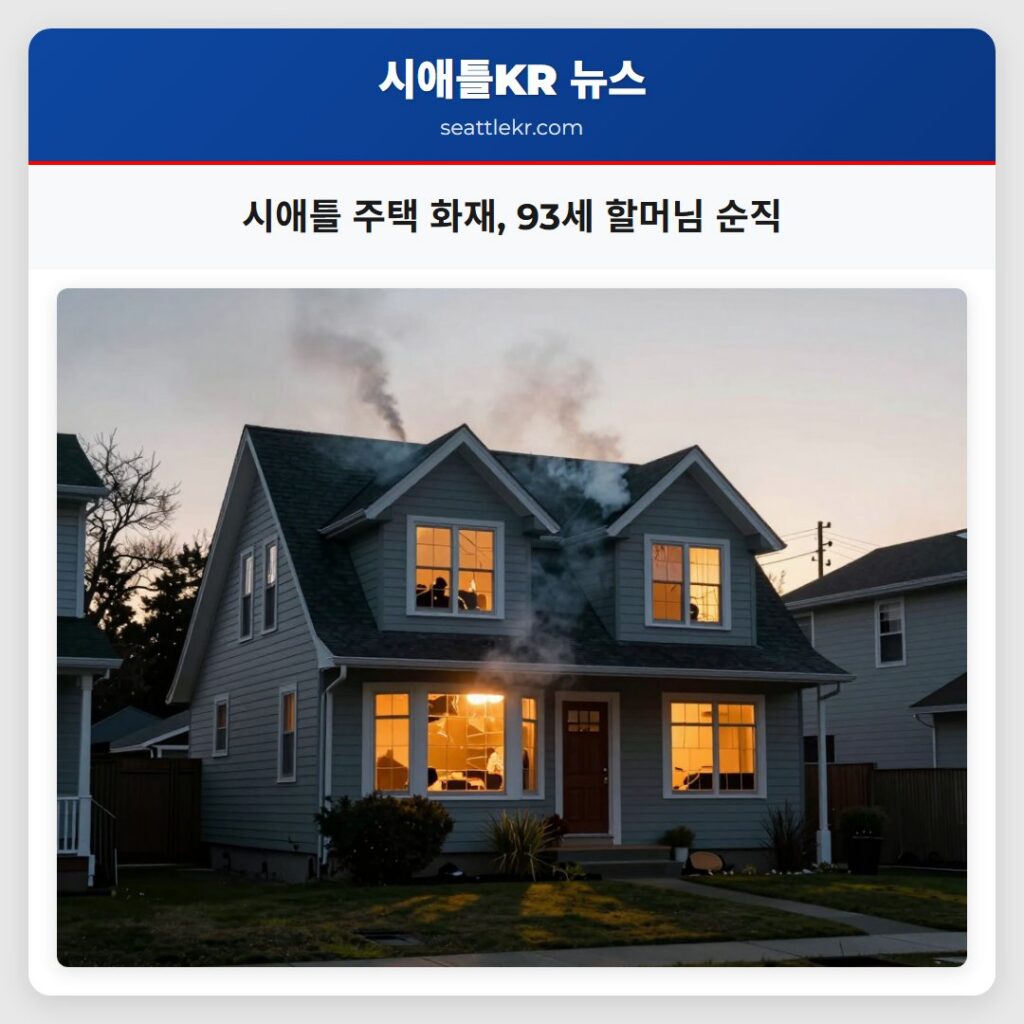시애틀 주택 화재, 93세 할머님 순직