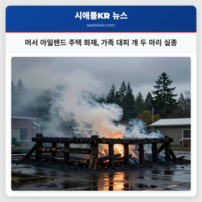 머서 아일랜드 주택 화재 가족 대피 개 두 마리 실종