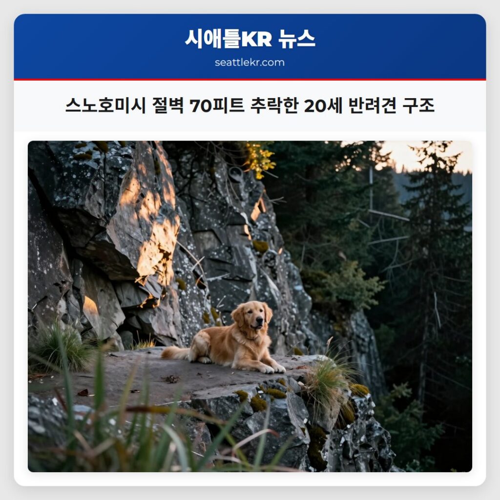 스노호미시 절벽 70피트 추락한 20세 반려견 구조