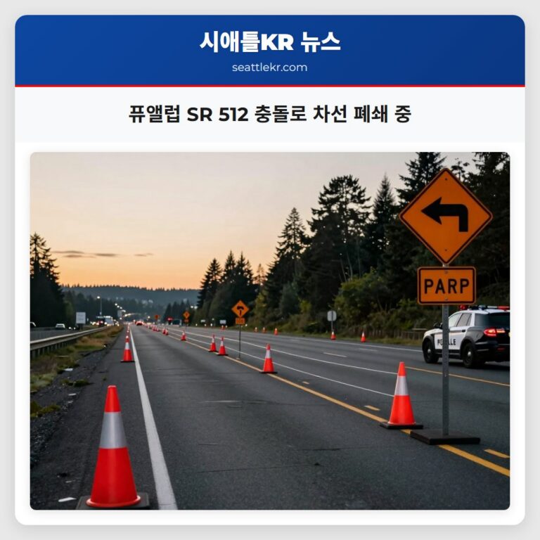 퓨앨럽 SR 512 충돌로 차선 폐쇄 중