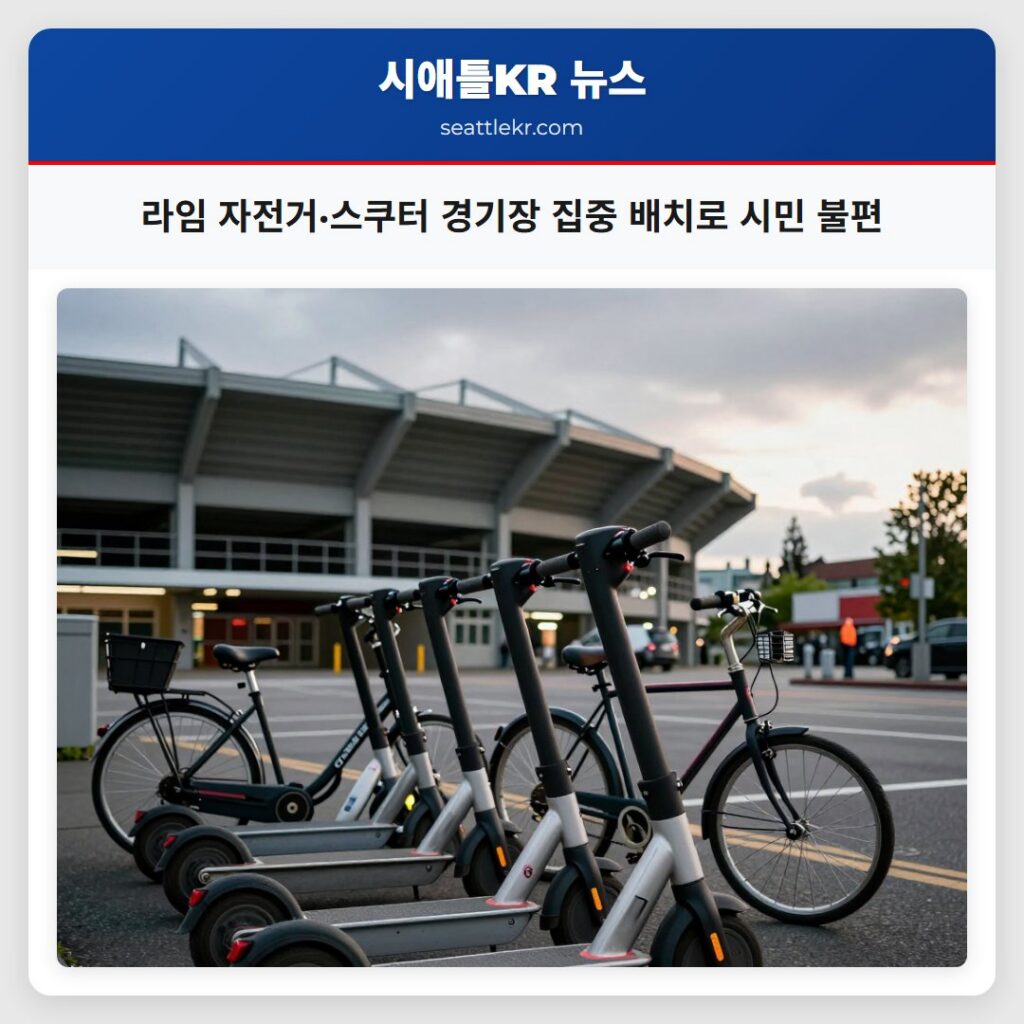 라임 자전거·스쿠터 경기장 집중 배치로 시민 불편