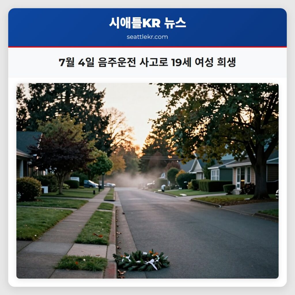 7월 4일 음주운전 사고로 19세 여성 희생