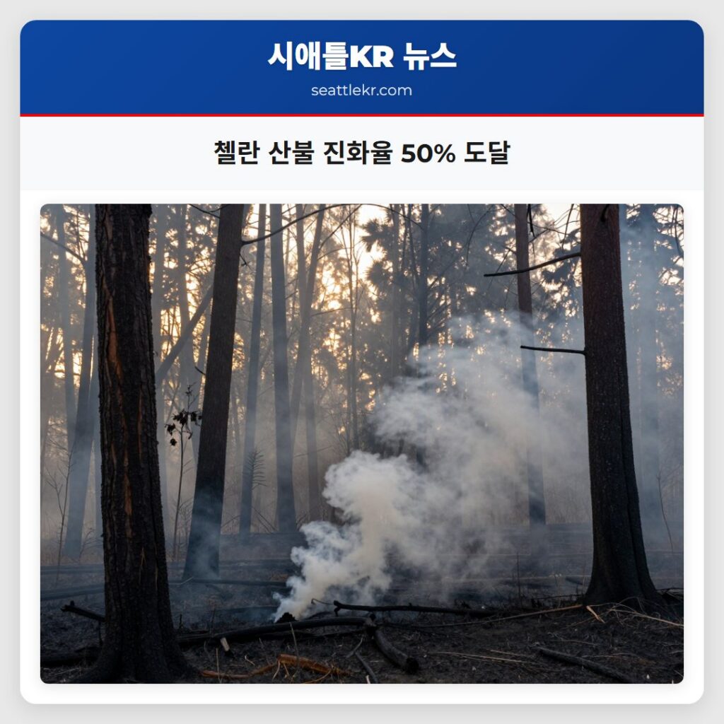 첼란 산불 진화율 50% 도달